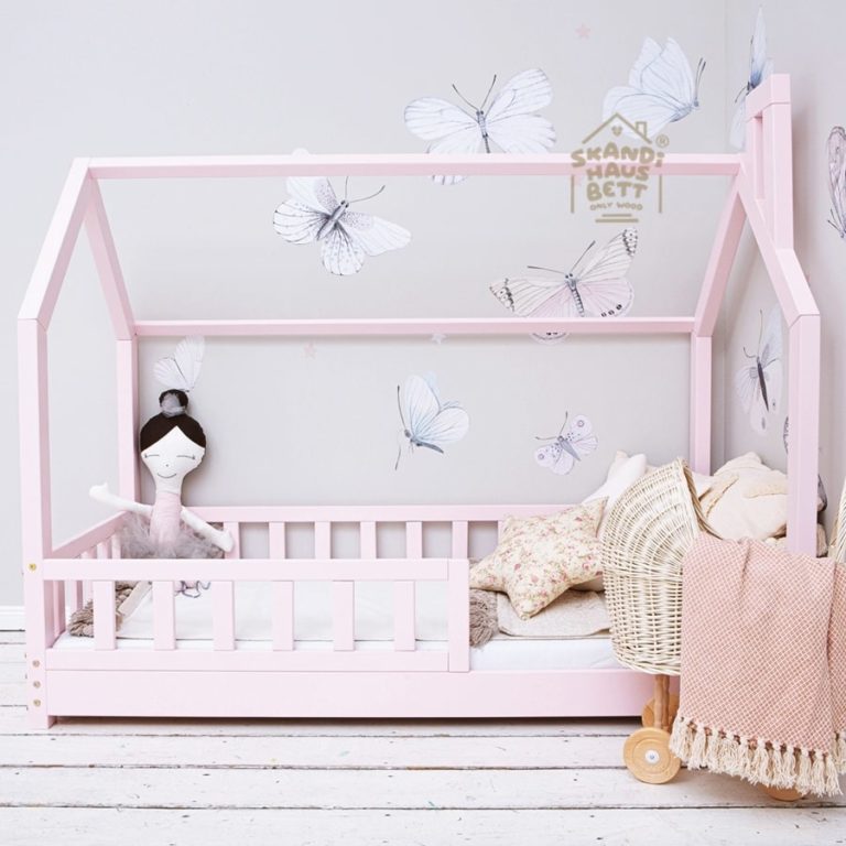 Hausbett 100x200 Mit Rausfallschutz Weiß - Kinderbett Mit Stauraum & Häuschen-Design