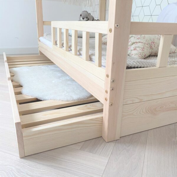 Kinderbett mit Schublade Naturholz